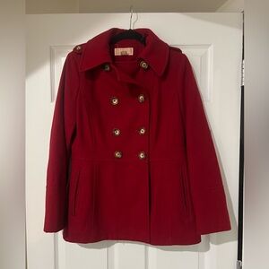 Michael Kors Size S Red Double-breasted wool blend peacoat jacket
